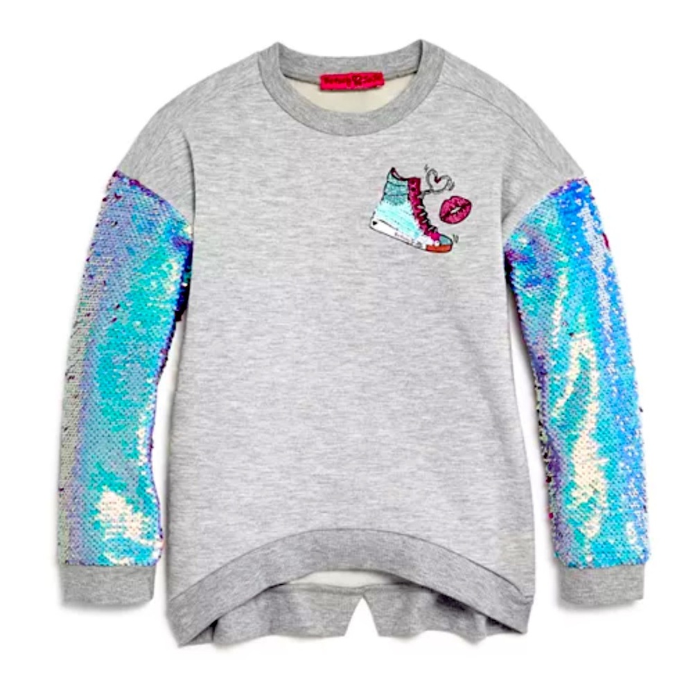 Jojo Siwa by Betsy Johnson Girls' Flip-Sequin Sneaker Sweatshirt M(10)